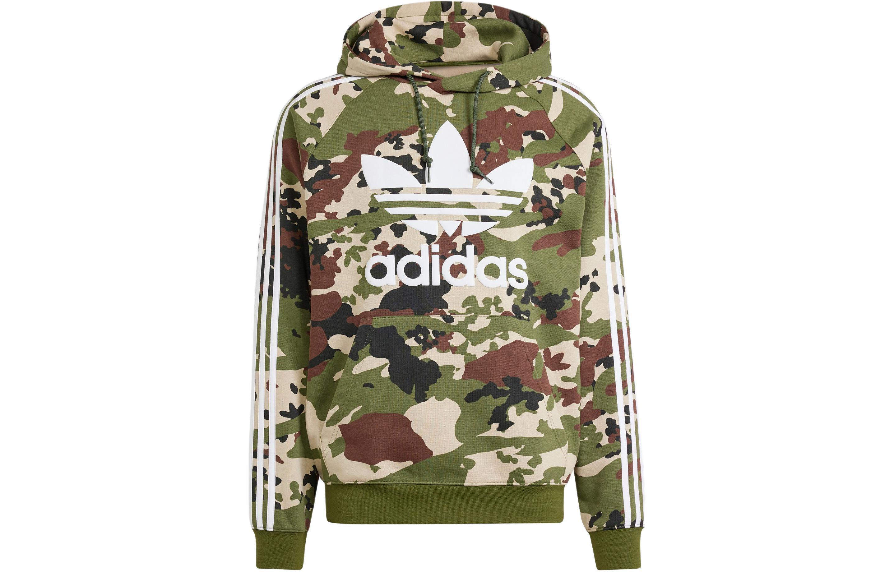adidas Camo Hoodie Alphabet Logo All-Over Print Pullover - Wild Pine Green () IS0209