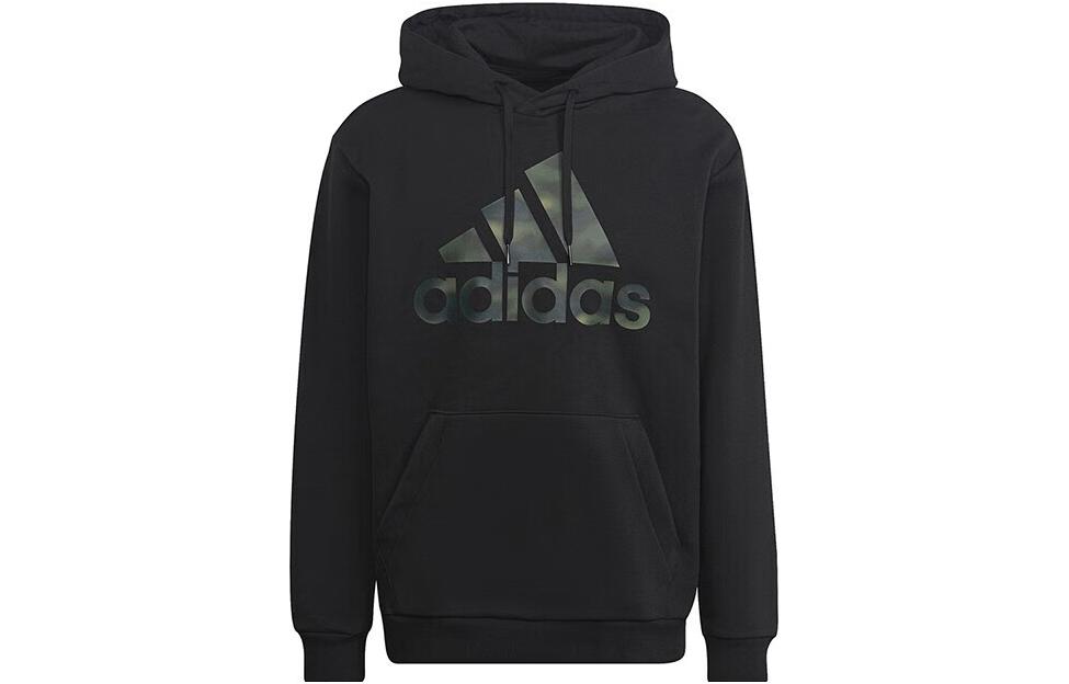 adidas Camo Hoodie Black with Large Logo and Minimalist Design HL6933