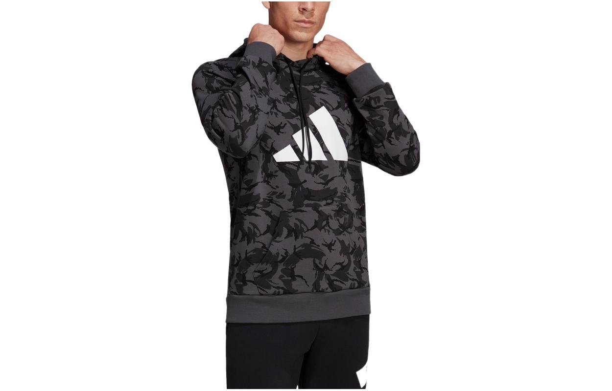 adidas Camo Logo Print Hoodie - Dark Gray H44162