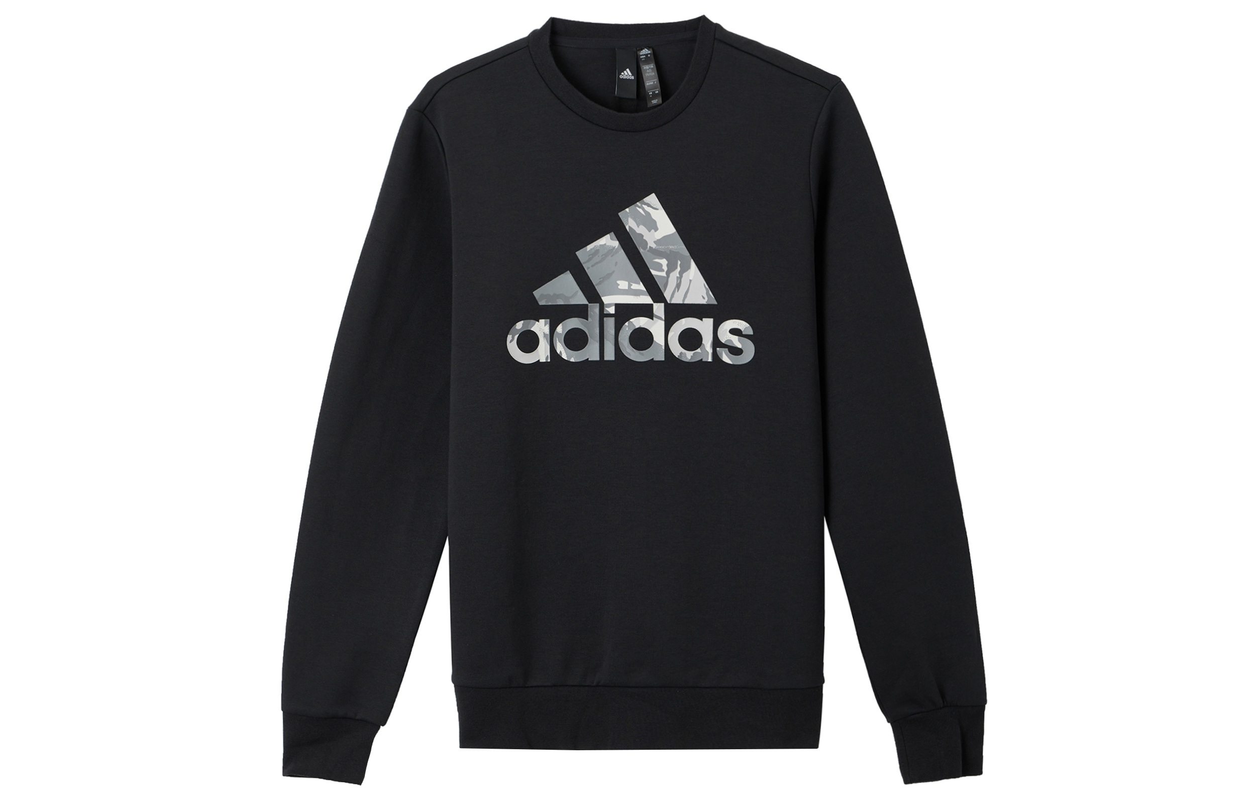 adidas Camo Print Logo Long-Sleeve Sweatshirt Black H39330