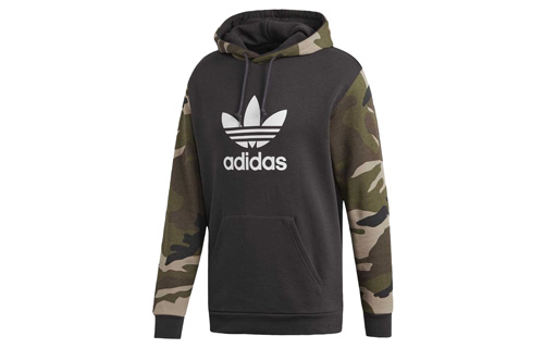 adidas Camo Print Patchwork Pullover Sweatshirt Men’s Black DV2023