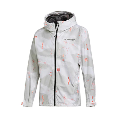 adidas Camo Rain J Outdoor Sports Hooded Jacket Men’s Light Grey FU0706