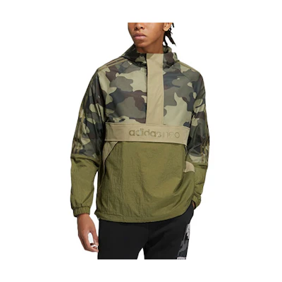 adidas Camo Stripe Half-Zip Jacket Deep Olive Green HG9054