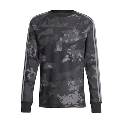 adidas Camo Waffle Long-Sleeve Crewneck Sweatshirt Black IZ2519