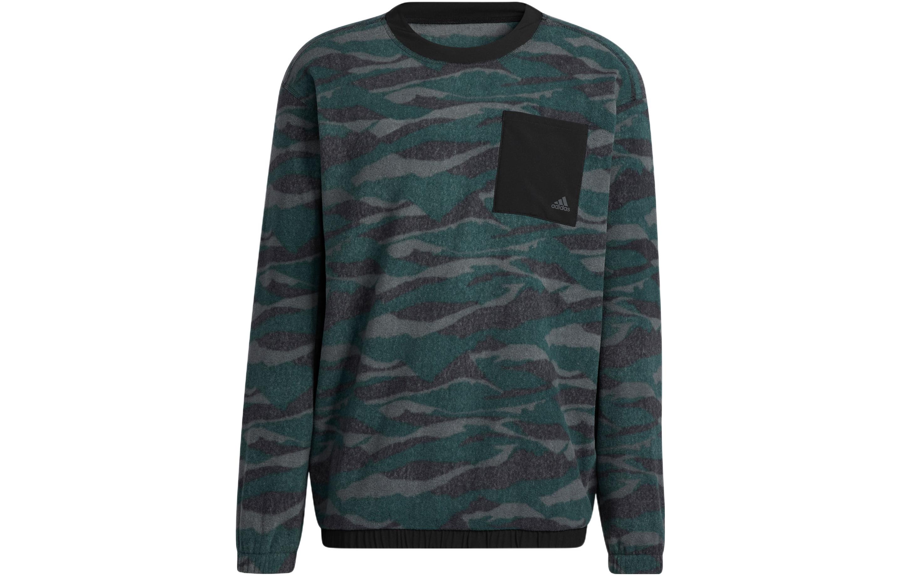 adidas Camouflage Logo Print Crewneck Sweatshirt Dark Green HF6523