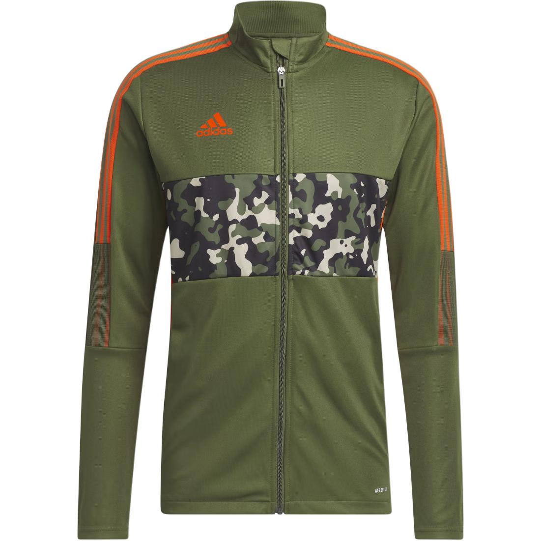 adidas Camouflage Zip-Up Track Jacket with Logo in Green IC6379