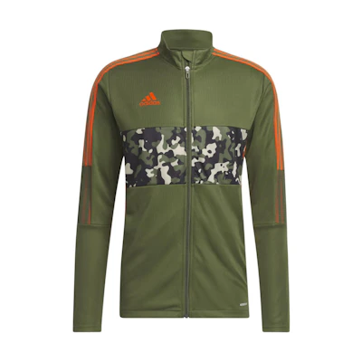 adidas Camouflage Zip-Up Track Jacket with Logo in Green IC6379
