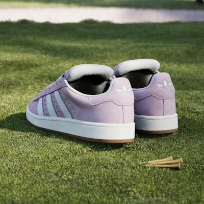 adidas Campus 00s Spikeless Golf Clear Pink/Cloud White/Off White Kasut Golf JR1455 Details for adidas Campus 00s Spikeless Golf Clear Pink/Cloud White/Off White Kasut Golf JR1455