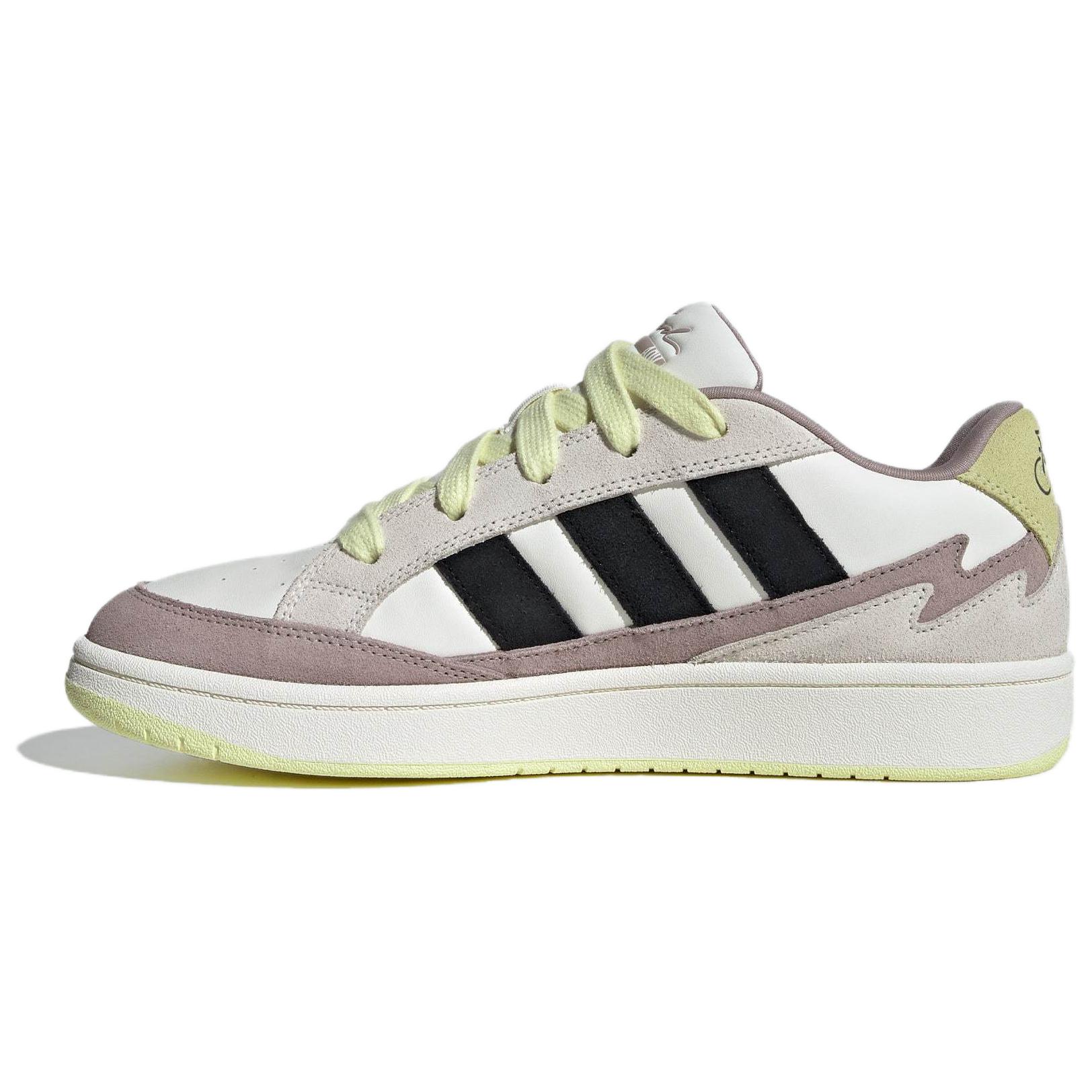 adidas CARD Leather Casual Low-Top Sneakers White Black Purple JR0074