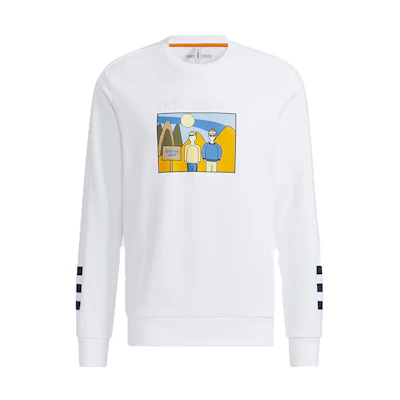 adidas Cartoon Graphic Striped Crewneck Sweatshirt White HA1486