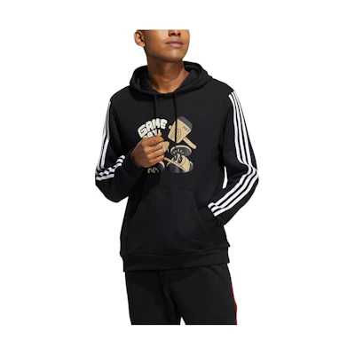 adidas Cartoon Letter Print Striped Hoodie Black HA2251