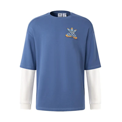 adidas Cartoon Logo Pullover Sweatshirt Vintage Style Navy Unisex Classic IY5382
