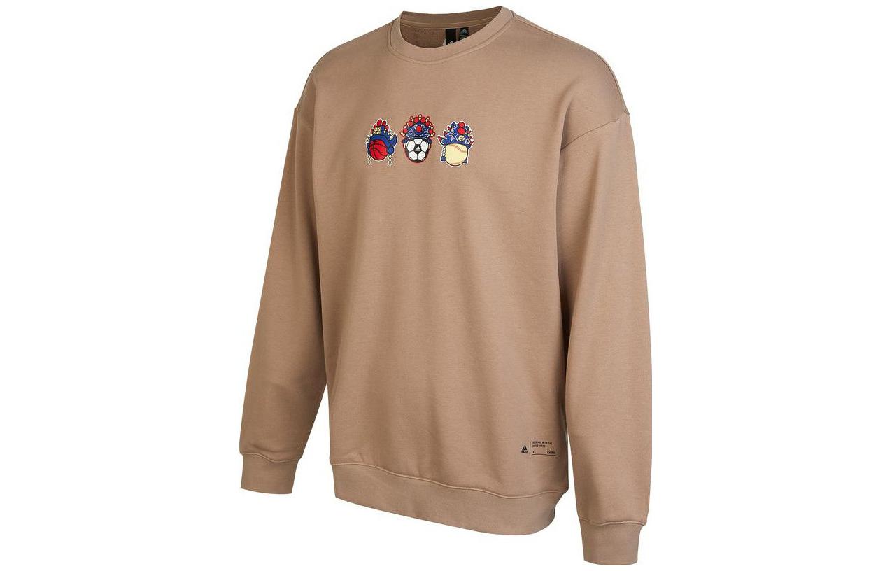 adidas Cartoon Print Crewneck Pullover Sweatshirt Brown Unisex IB2775