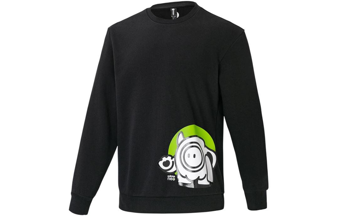 adidas Cartoon Print Fleece Pullover Hoodie Black IB8898