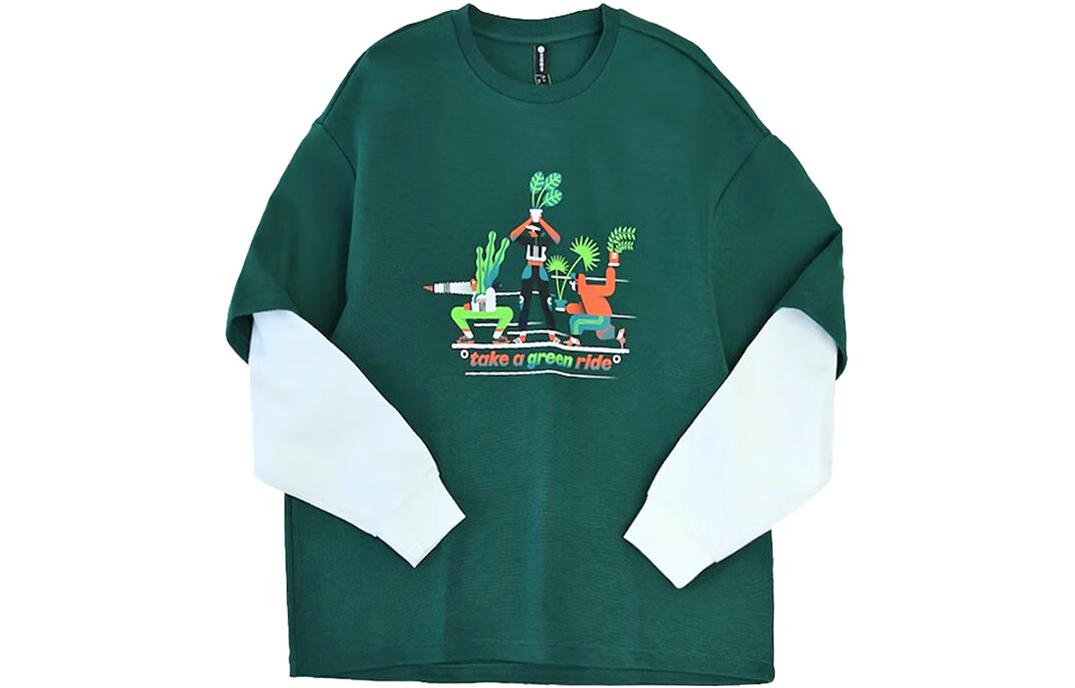 adidas Cartoon Print Retro Pullover Sweatshirt Green - Casual Loose Fit IS2793
