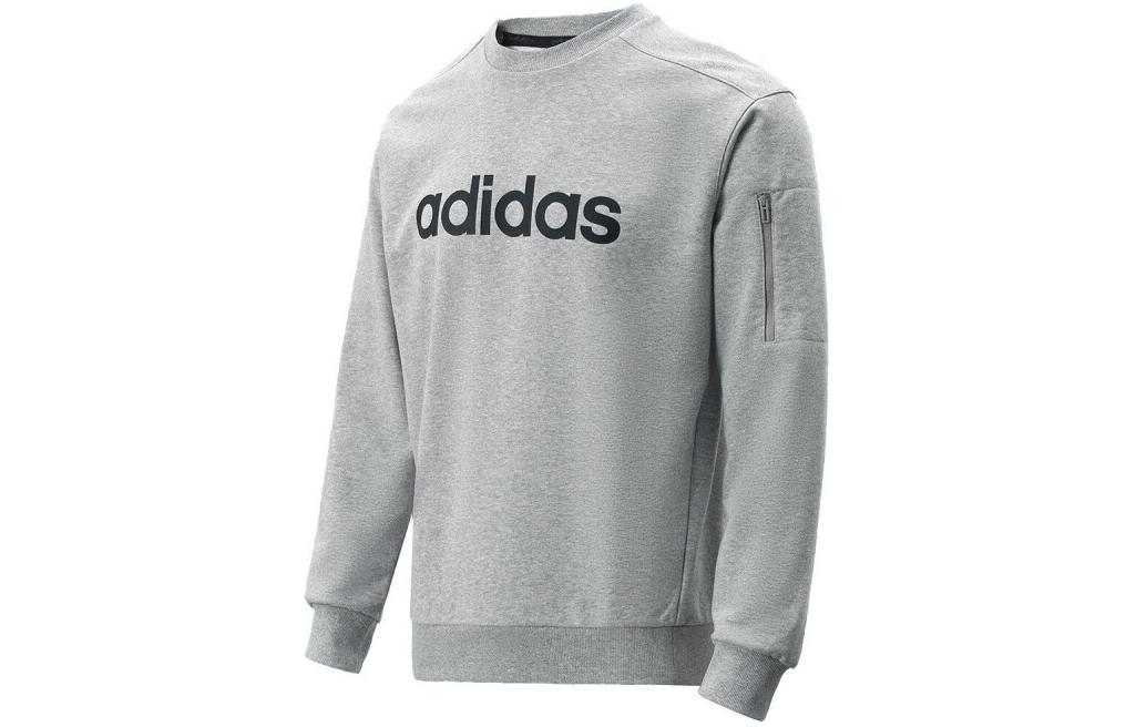 adidas Casual Comfortable Pullover Sweatshirt Grey JJ0421