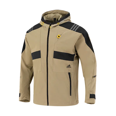 adidas Casual Knit Stripe Hooded Training Jacket - Khaki H40238