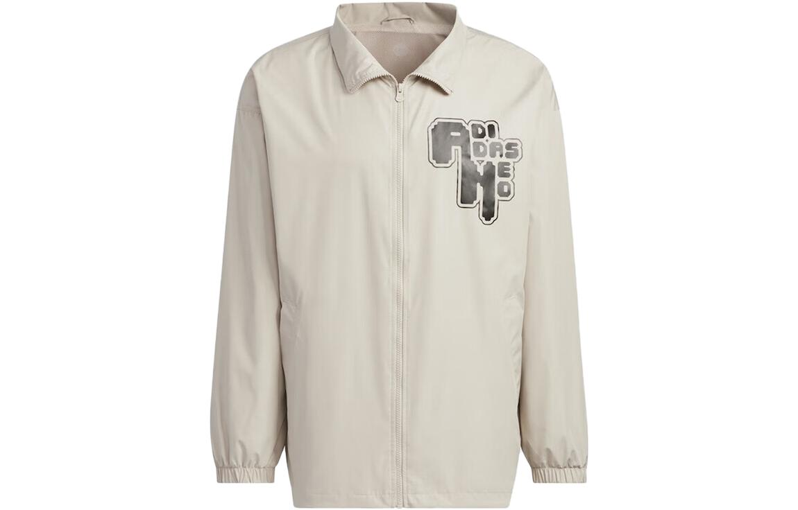 adidas Casual Letter Print High Collar Jacket Khaki IK5160