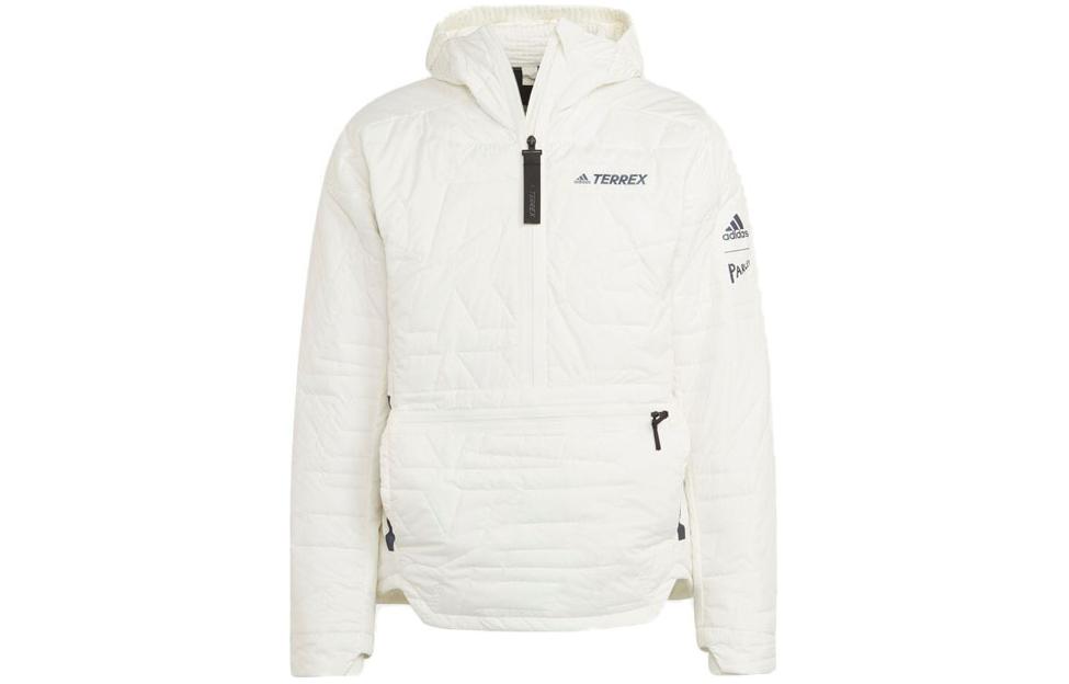 adidas Casual Letter Printed White Hooded Jacket GQ3695