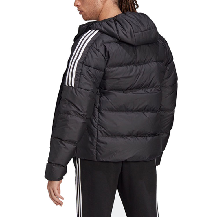 Shop アディダス カジュアル スポーツ フード付き ダウンジャケット ブラック GT9141