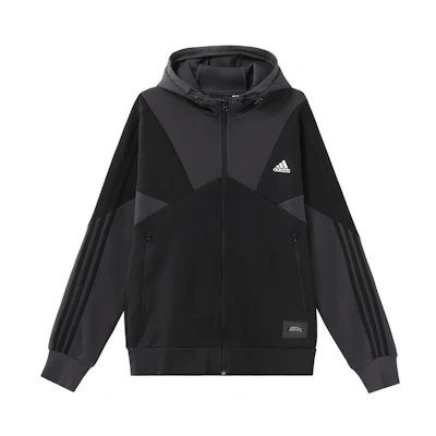 adidas Casual Sport Hooded Patchwork Jacket Black HE7469