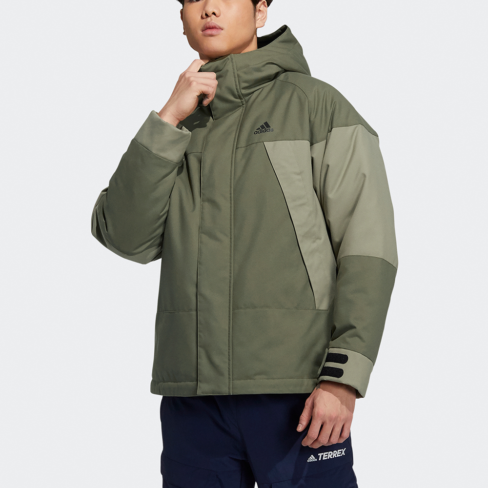 Lookbook 阿迪达斯CB BOS标志户外冬季羽绒夹克 军绿色 H23090