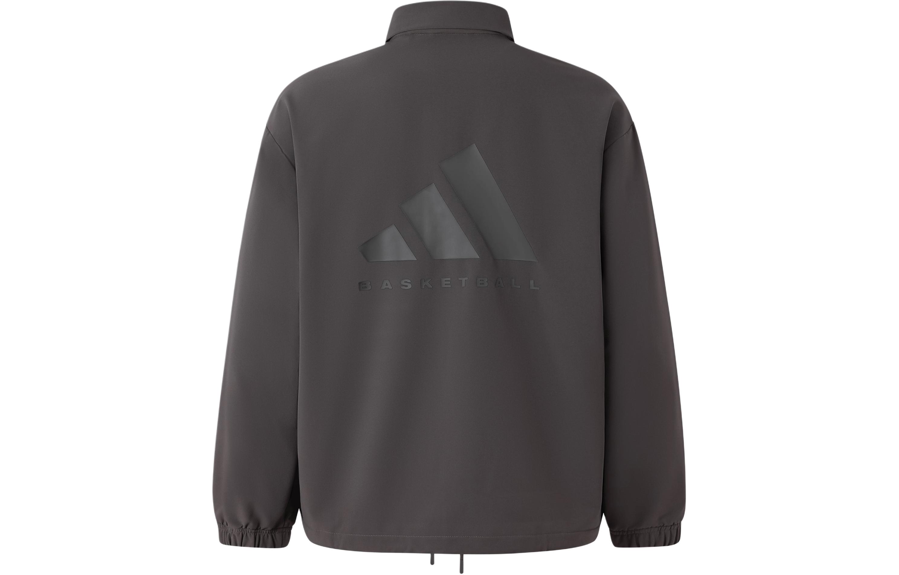 adidas Chapter 02 Logo Polo Collar Snap Jacket Unisex - Carbon Gray IW1635