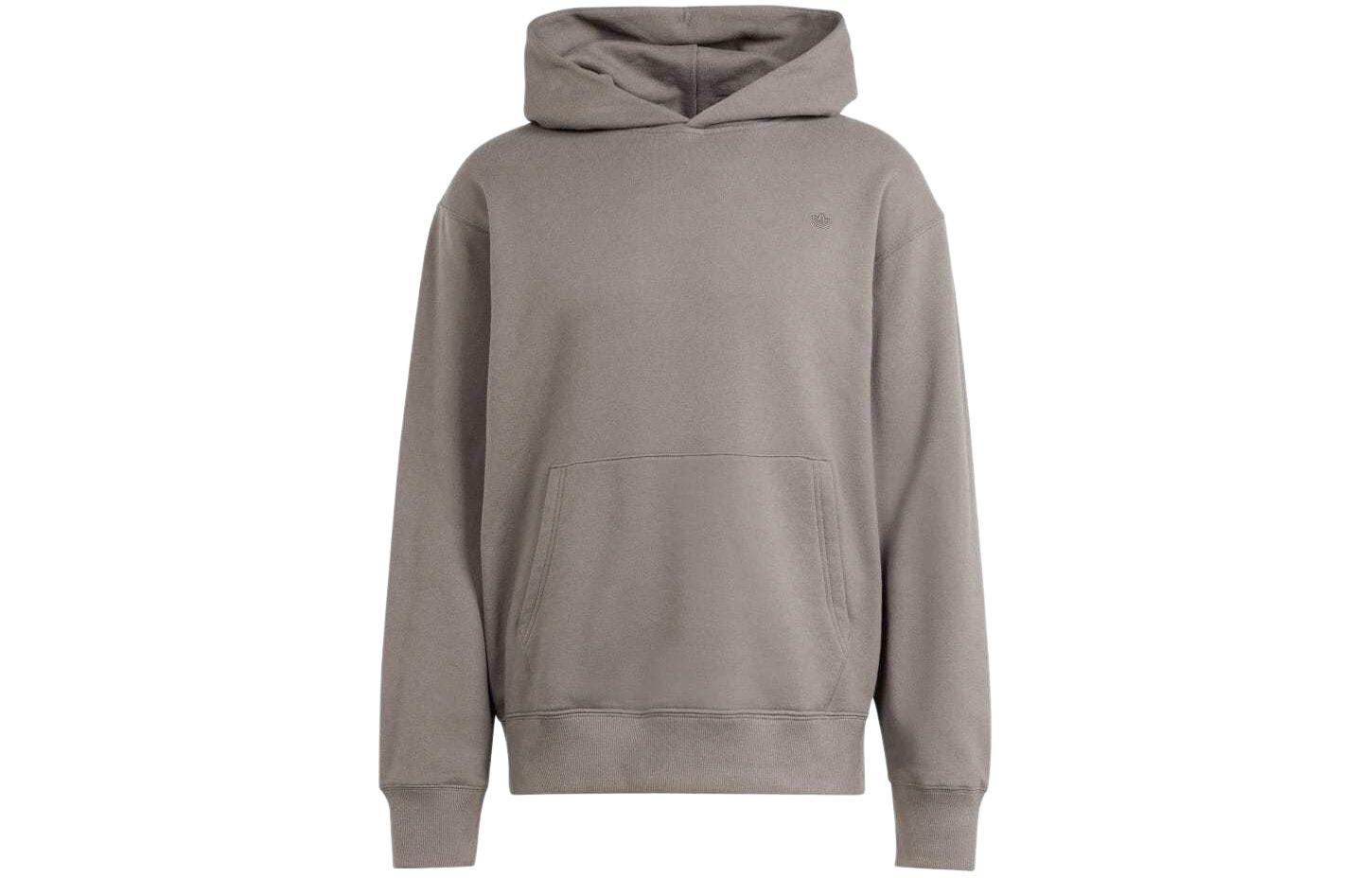 adidas Charcoal Pullover Hoodie with Solid Logo Design Long Sleeve IR7866
