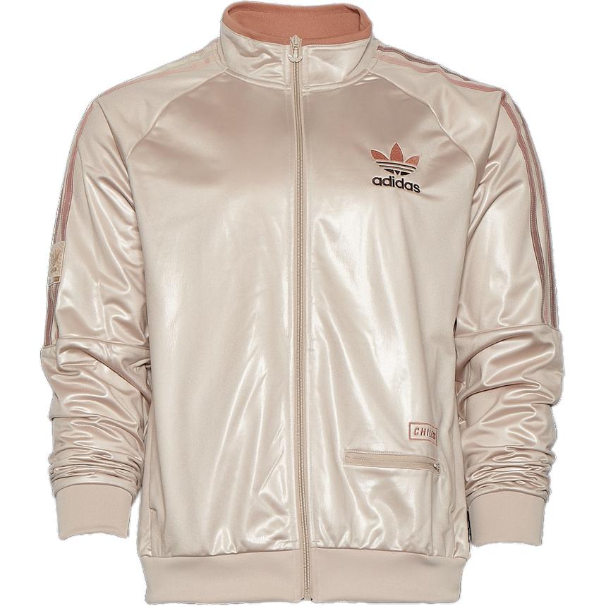 adidas Chile Embroidered Logo Stand Collar Long Sleeve Jacket Beige IU5026