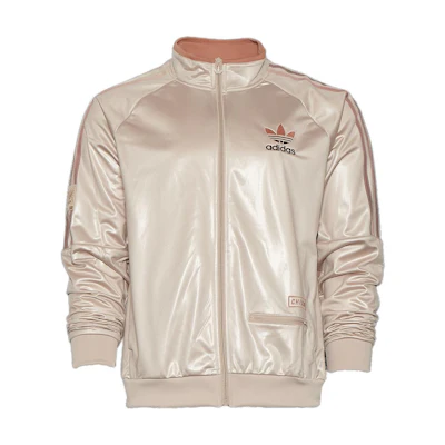 adidas Chile Embroidered Logo Stand Collar Long Sleeve Jacket Beige IU5026