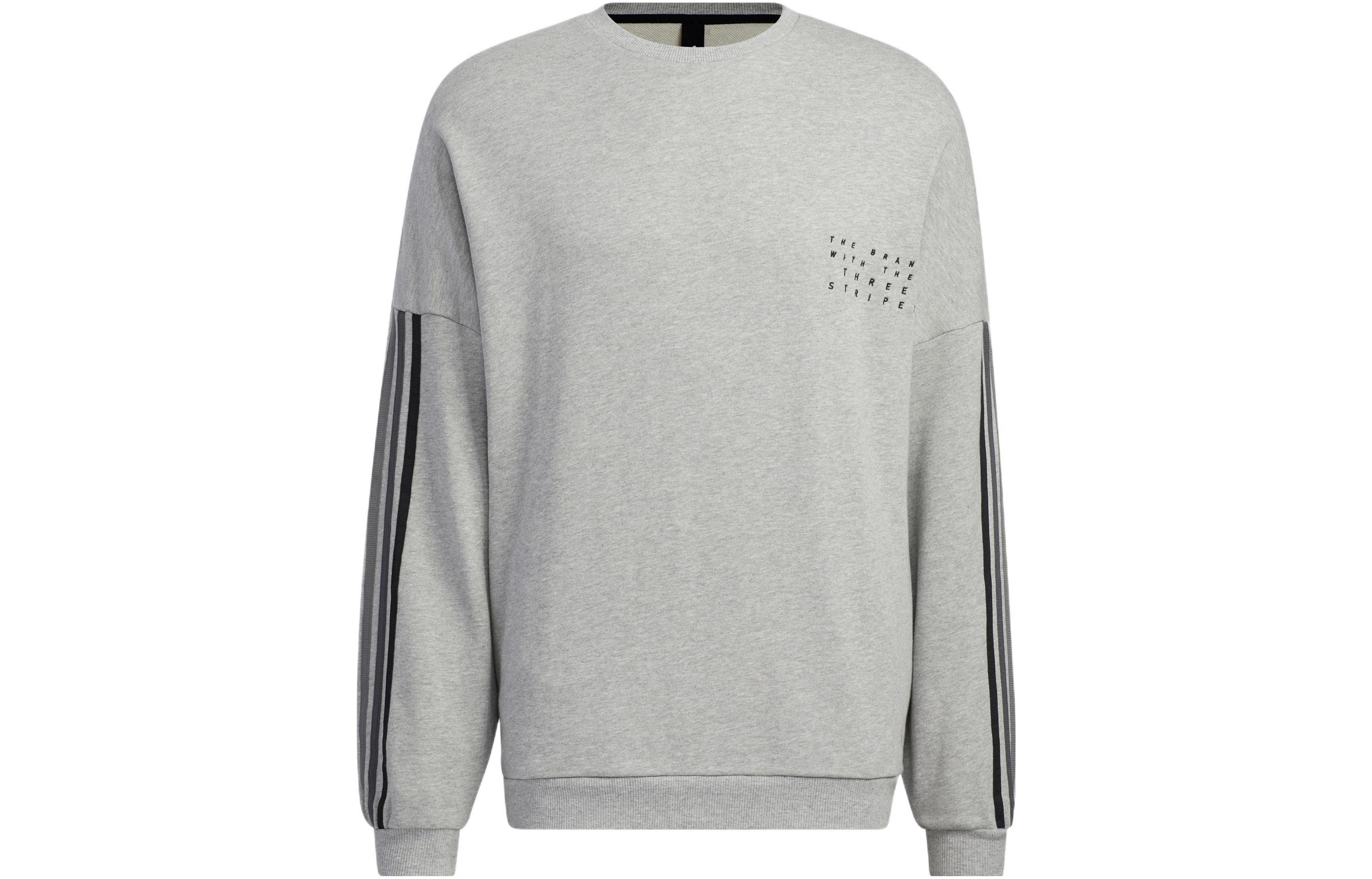 adidas City Crew Gray Sweatshirt Unisex with Striped Letter Print Design HP1371