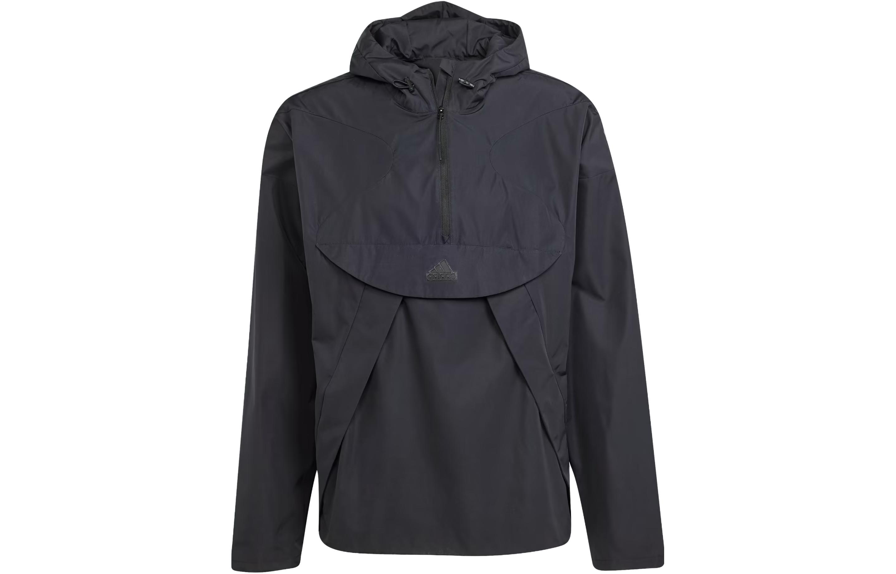 adidas City Escape Black Hooded Windbreaker Long Sleeve Jacket IA3086