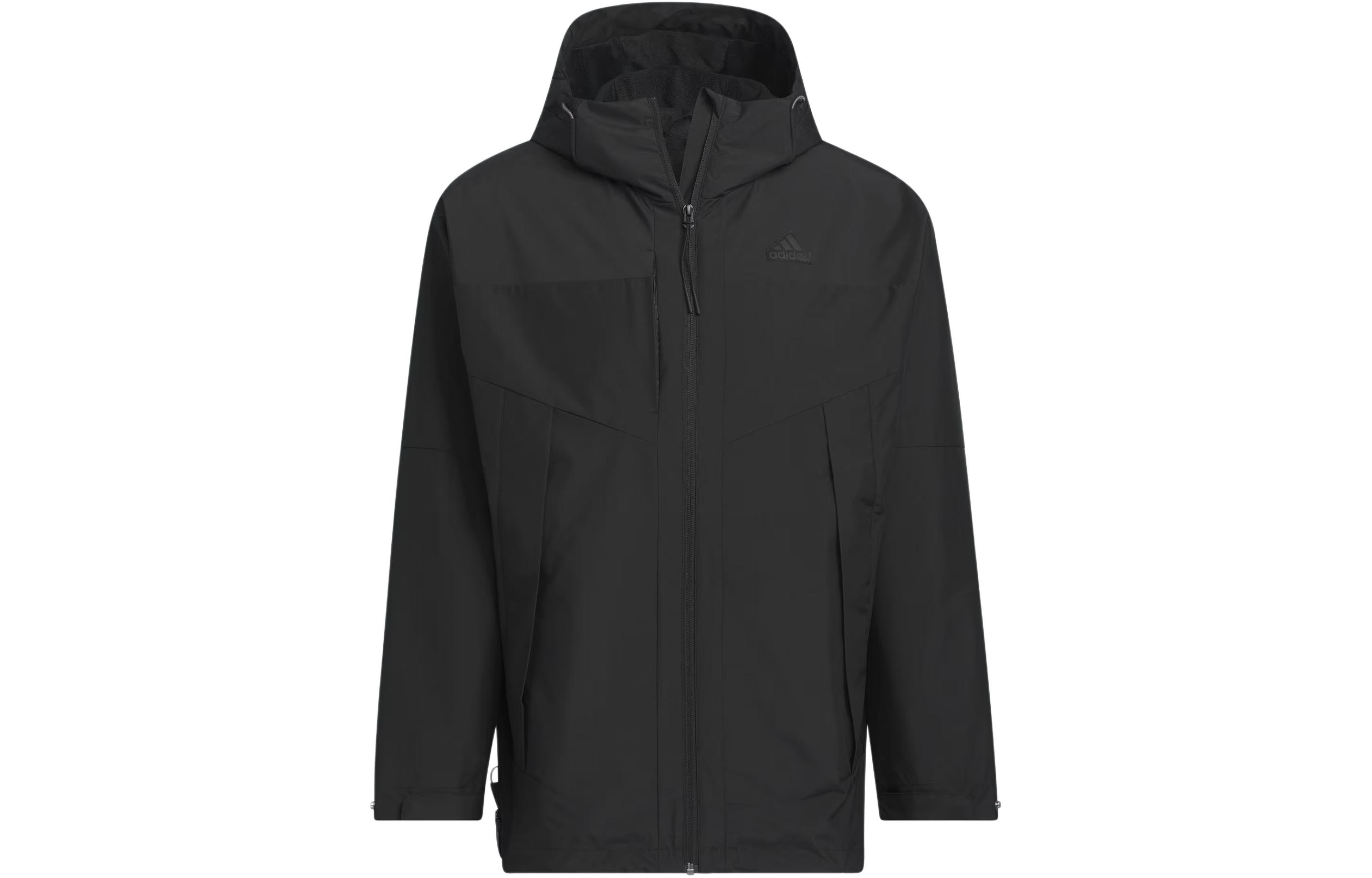 adidas City Escape Blocking Jacket Black Hooded Multi-Pocket Casual Jacket JE8576