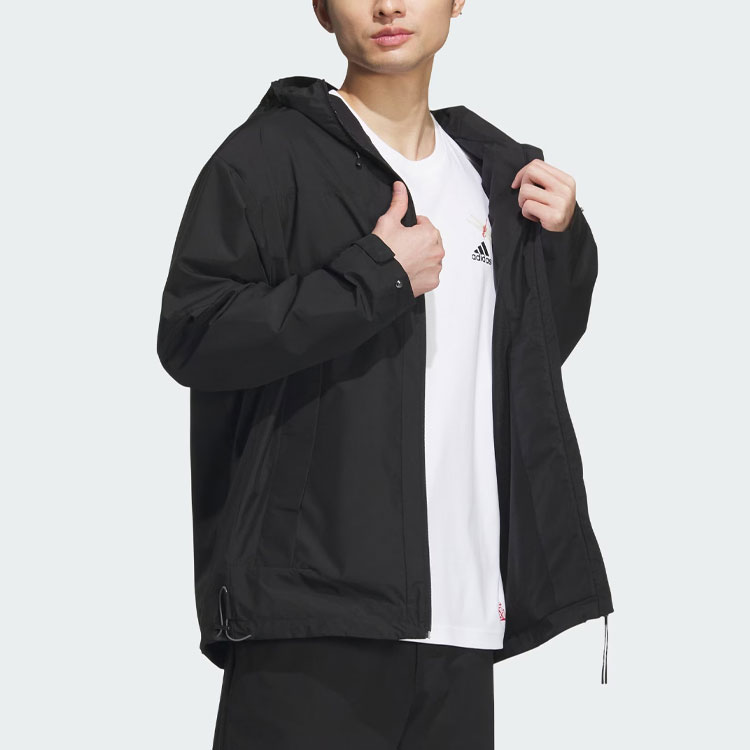Purchase adidas City Escape Blocking Jacket Black Hooded Multi-Pocket Casual Jacket JE8576