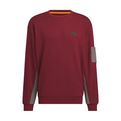 adidas City Escape Colorblock Sweatshirt Crewneck Pullover - Dark Red JE8596