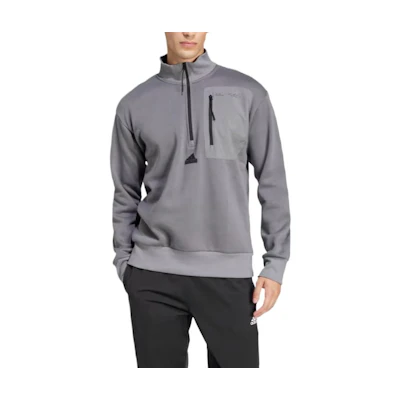 adidas City Escape Fleece Half-Zip Sweatshirt Gray Lightweight Pullover IY1525