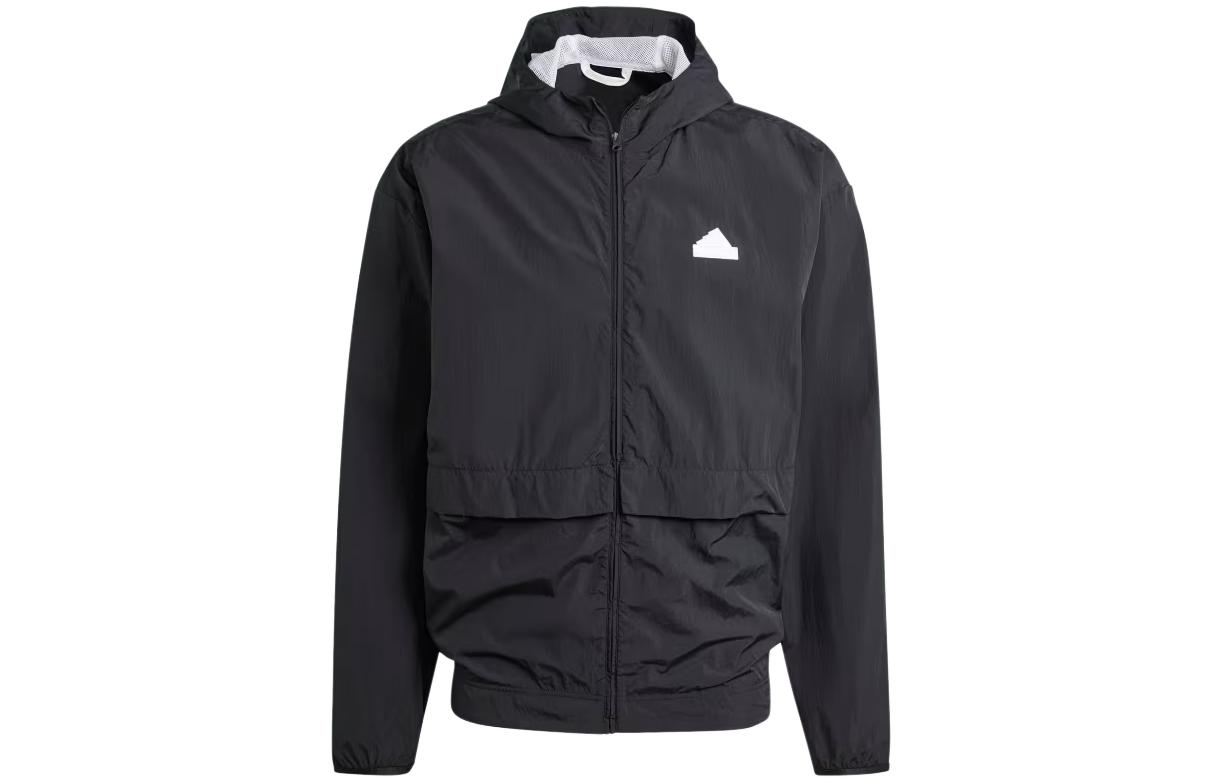 adidas City Escape Full-Zip Hoodie Black Jacket with Logo Print IR5192