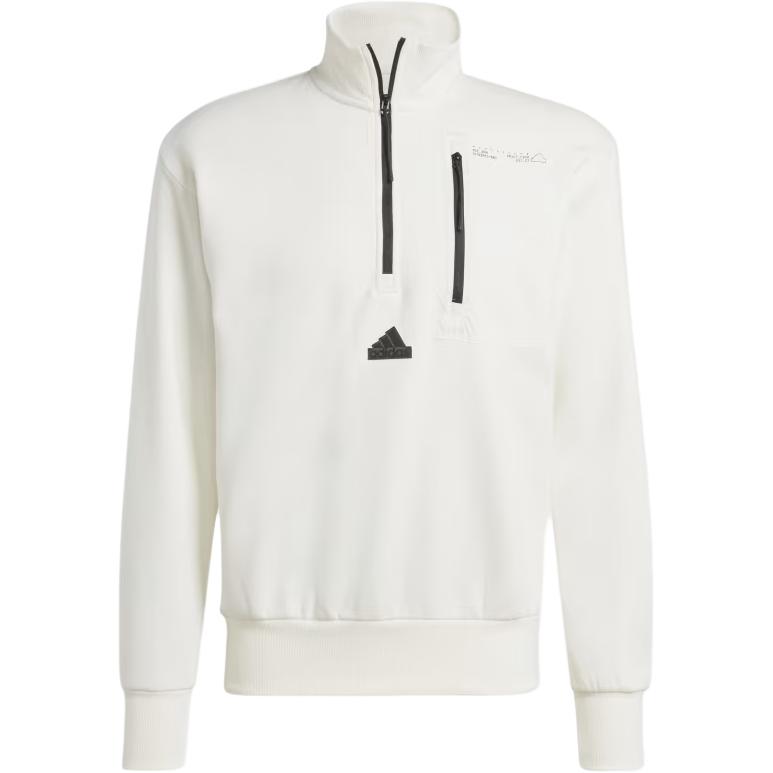 adidas City Escape Half-Zip Fleece Pullover Sweatshirt Cream White IV7417