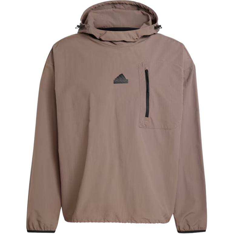 adidas City Escape Logo Hoodie Men’s Brown Layered Tone Sweatshirt IV7424