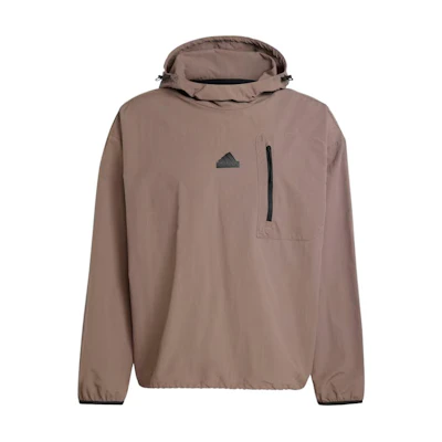 adidas City Escape Logo Hoodie Men’s Brown Layered Tone Sweatshirt IV7424