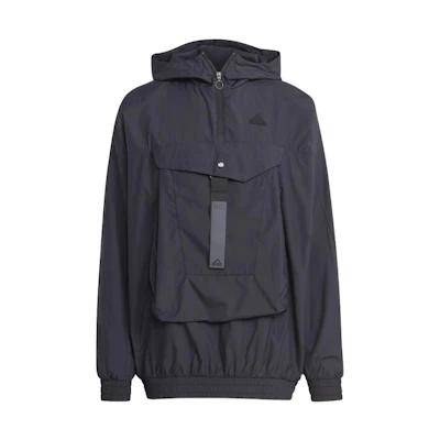 adidas City Escape Premium Windbreaker Black Logo Hooded Jacket for Men IC3726
