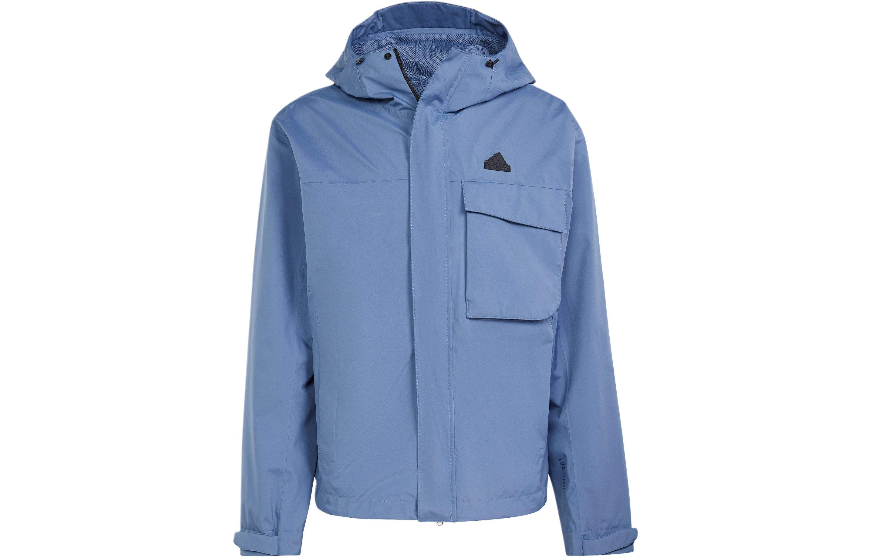 adidas City Escape RAINRDY Blue Hooded Jacket Logo Loose Fit IR7451