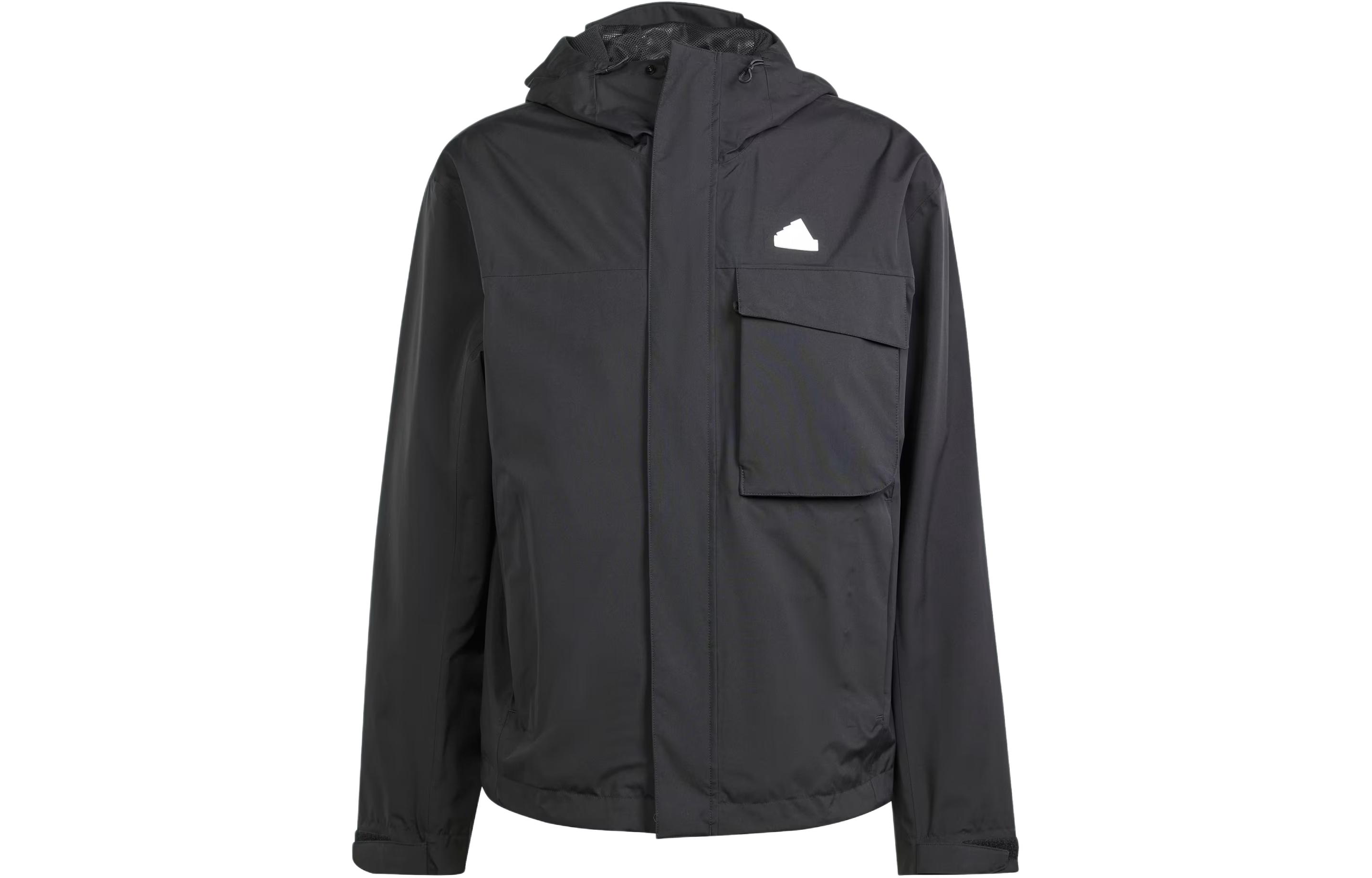 adidas City Escape RAINRDY Waterproof Hooded Jacket Black Loose Fit IN7192