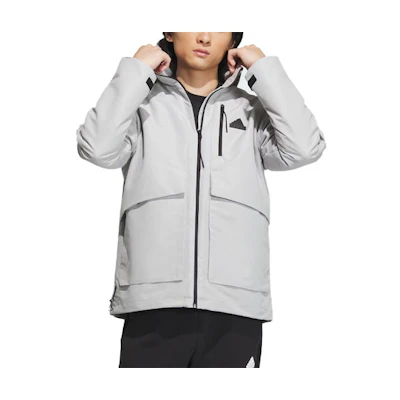 adidas CITY ESCAPE WindRdy Light Gray Logo Hooded Jacket Men’s Casual Wear IT3953