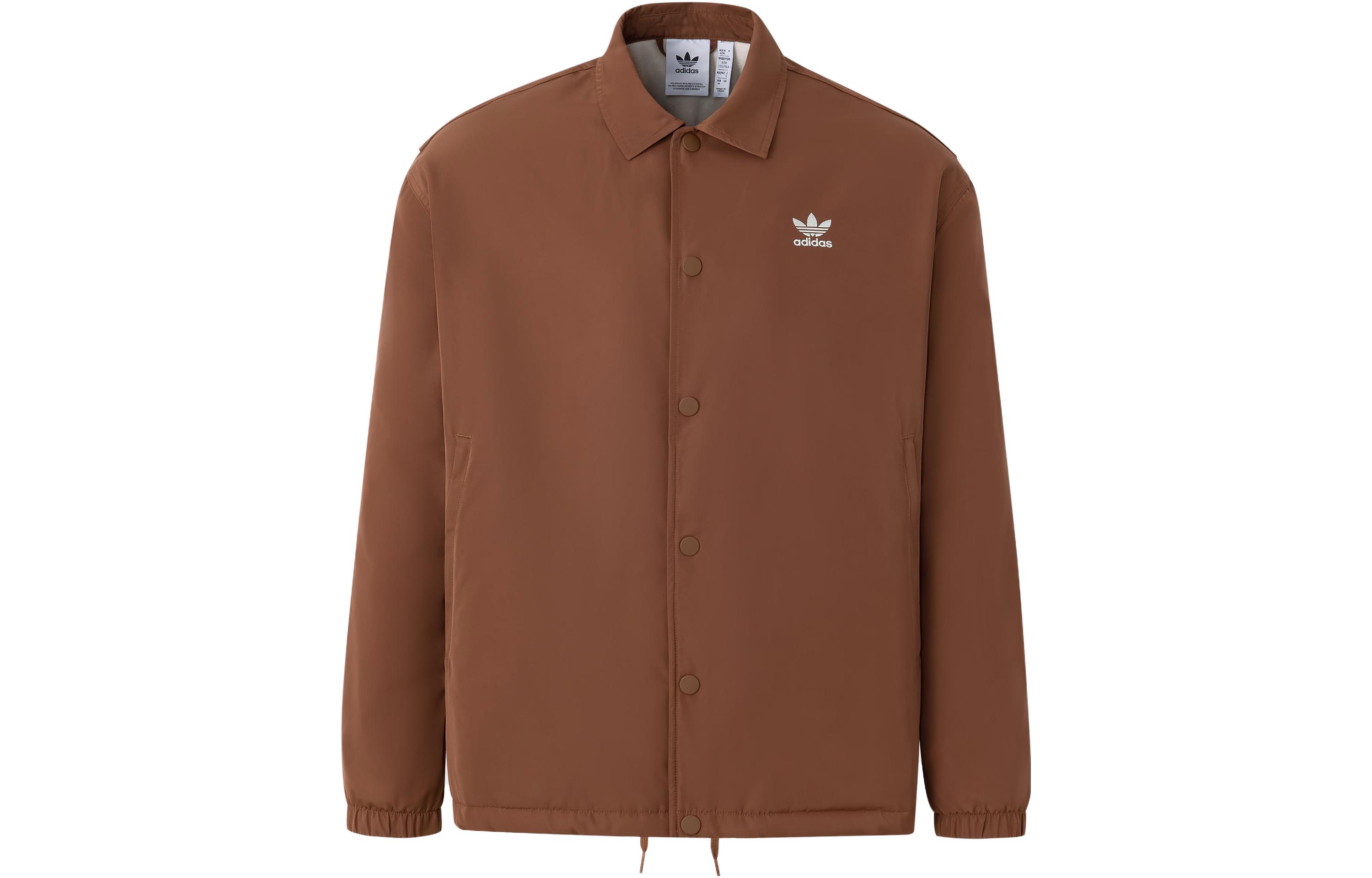 adidas City Skate Brown Coach Jacket Collared Shirt-Style Outerwear IY5385