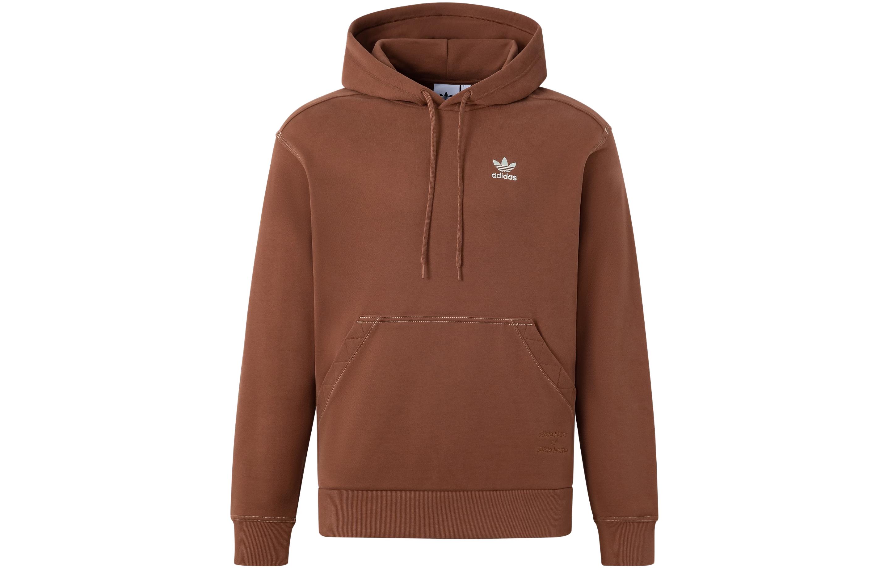 adidas CITY SKATE Logo Brown Hoodie - Unisex Casual Pullover Sweatshirt IY5379