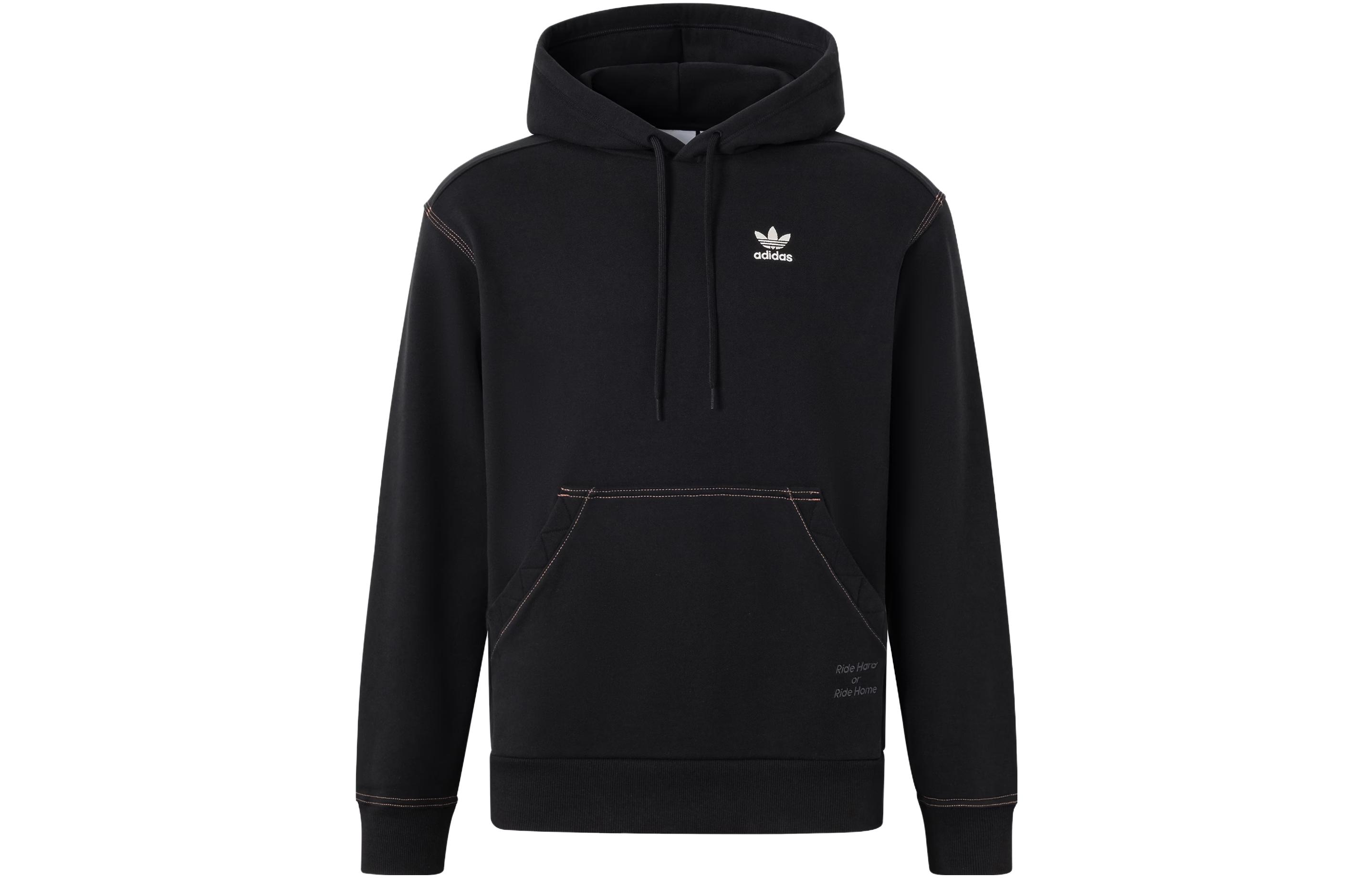 adidas City Skate Logo Hoodie Black Unisex Casual Pullover IY5378