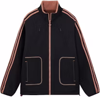 adidas City Skate Reversible Fleece Jacket Black - Retro Stripe Unisex Style IY5387
