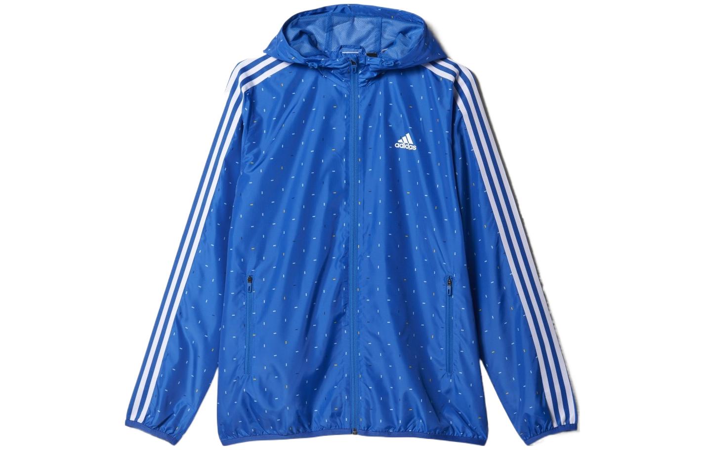 adidas Classic 3-Stripes Logo Hoodie Jacket Blue AY3784