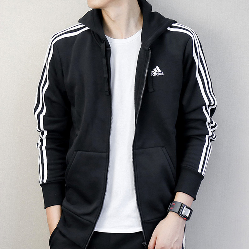 adidas Classic 3-Stripes Retro College Style Hoodie Jacket - Black S98786 圖 7